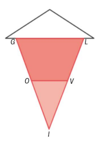Bandeira triangular com os triângulos isósceles IVO e GIL