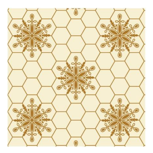 Padrão de azulejos hexagonais com flores castanhas
