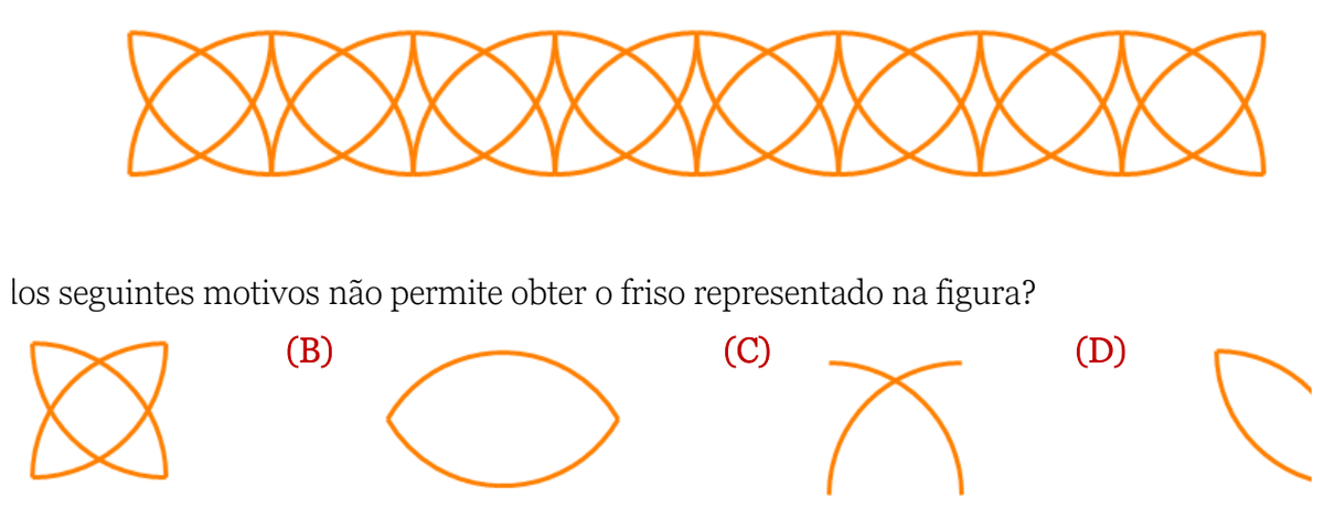 Friso laranja e quatro possíveis motivos A, B, C e D