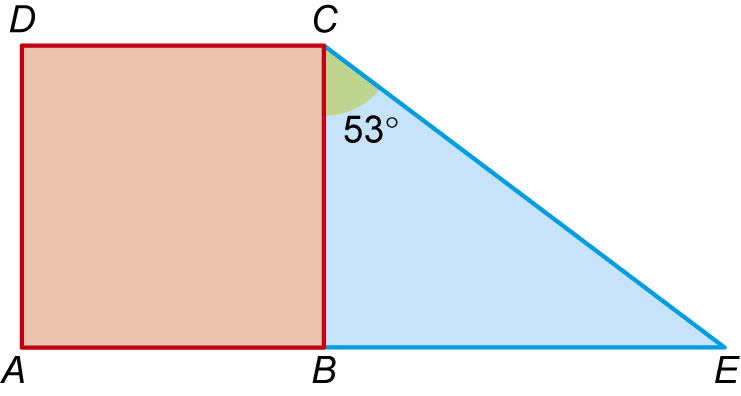 Quadrado [ABCD] com ponto E na reta AB
