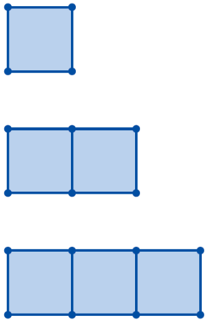 Sequência de figuras com círculos e segmentos de reta