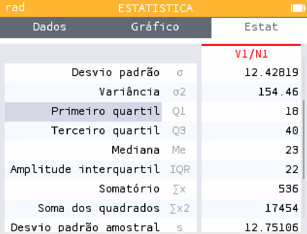 Calculadora — quartis e mediana dos presentes