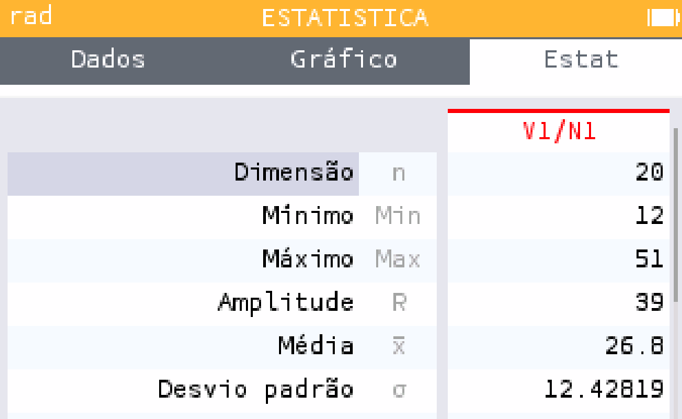 Calculadora — média e desvio-padrão dos presentes