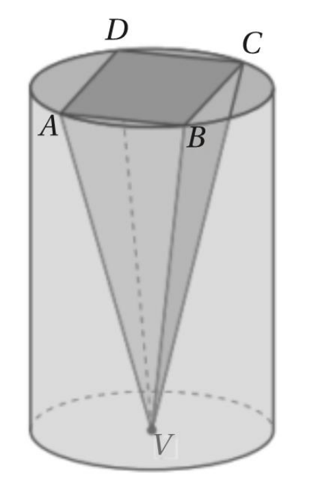Cilindro com pirâmide quadrangular regular inscrita