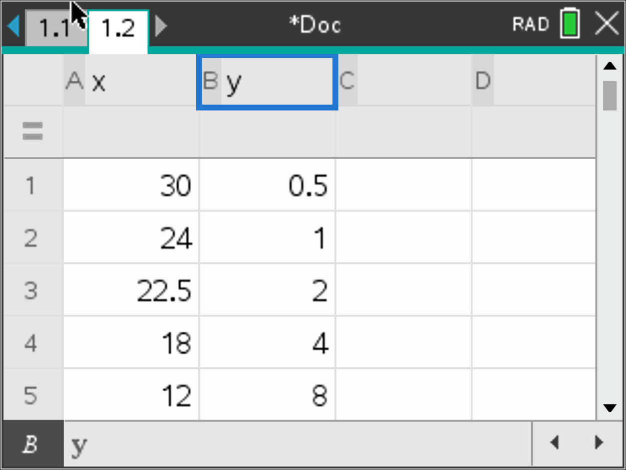 Dados do exercício dos bilhetes na calculadora