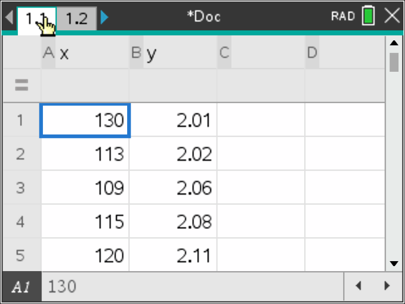 Dados dos pesos e alturas na calculadora
