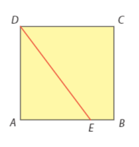 Quadrado ABCD com ponto E em AB