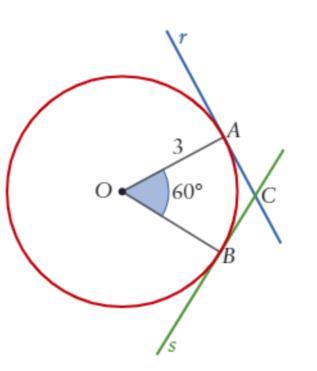 Duas tangentes a uma circunferência nos pontos A e B