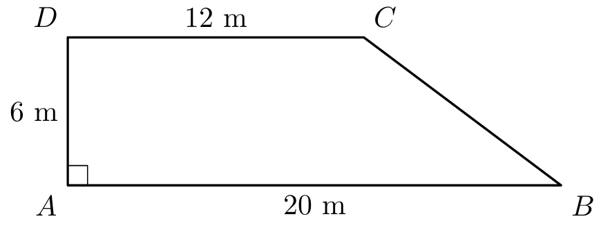 Esquema da horta: trapézio retângulo [ABCD]