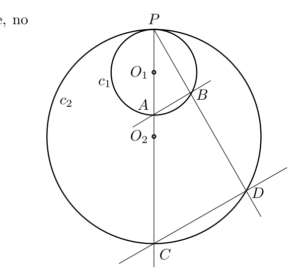 Duas circunferências tangentes c1 e c2
