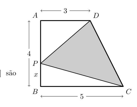 Trapézio retângulo [ABCD] com ponto P em [AB]