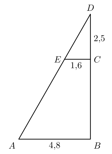 Esquema dos dois triângulos retângulos semelhantes