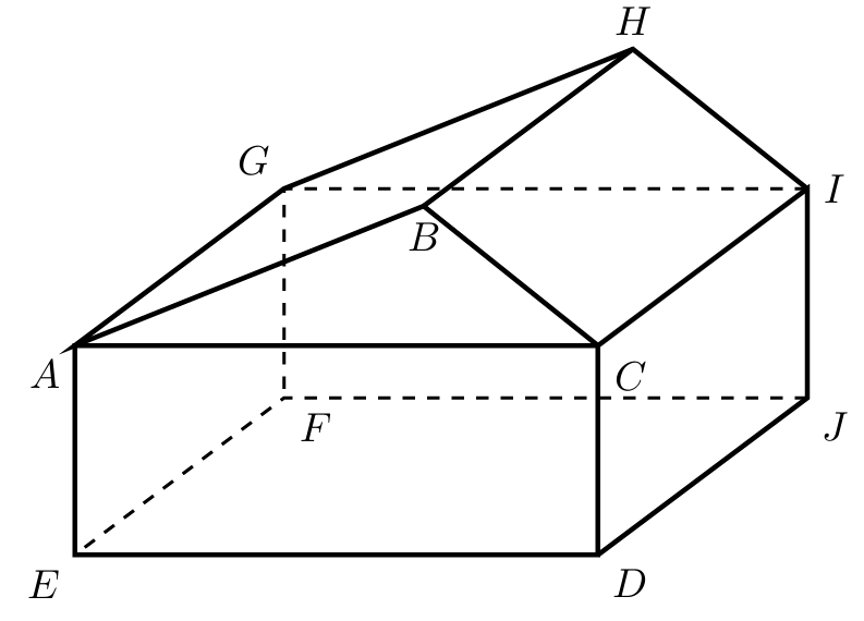 Paralelepípedo + prisma triangular — caixa