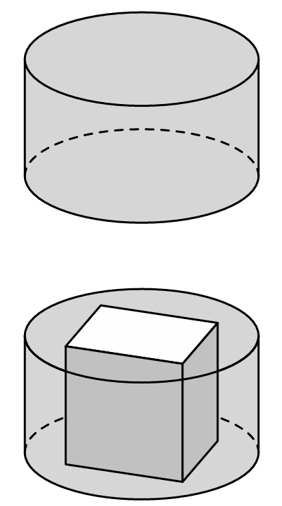 Cubo mergulhado num cilindro