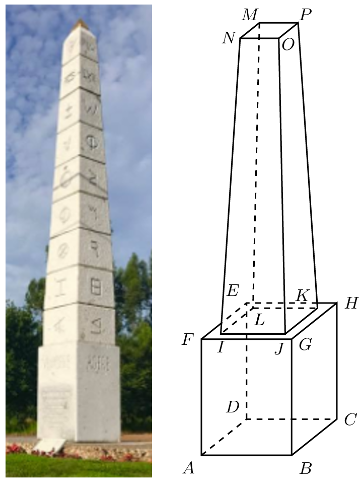 Prisma + tronco de pirâmide — obelisco