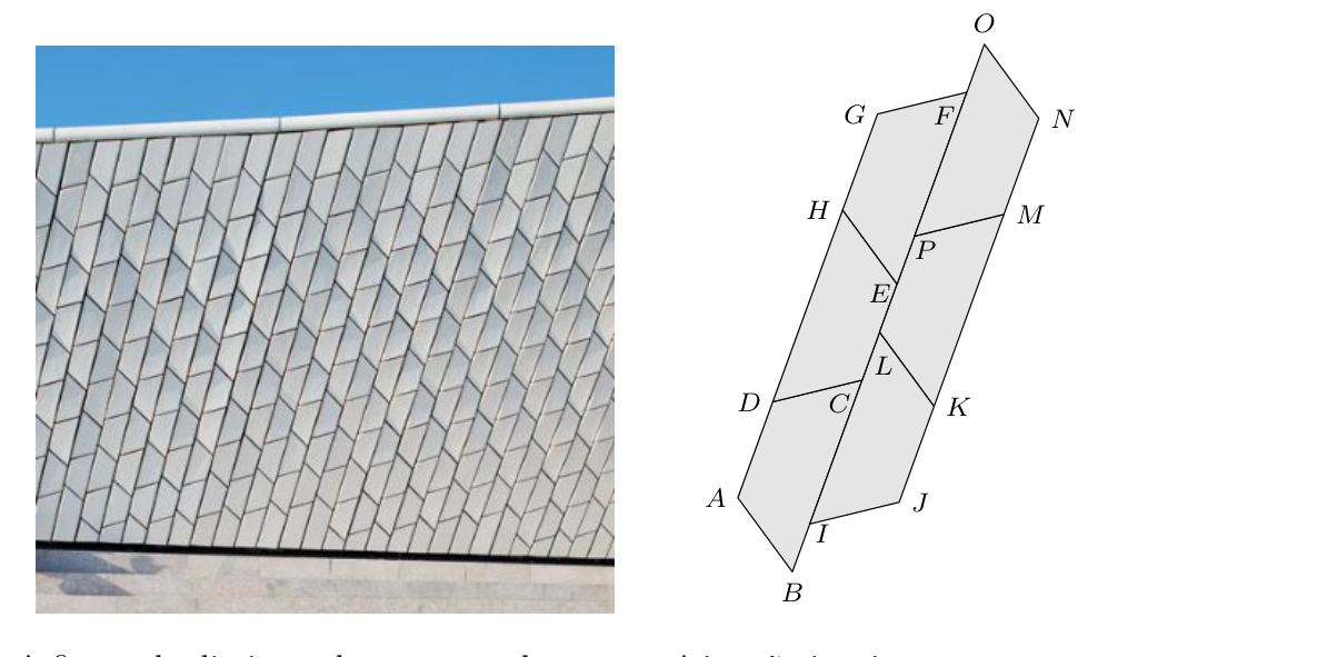 Esquema com seis azulejos em forma de trapézio