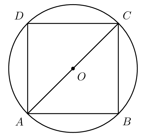 Quadrado [ABCD] inscrito numa circunferência