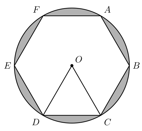 Hexágono regular [ABCDEF] inscrito numa circunferência