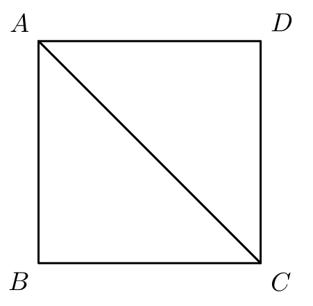 Quadrado [ABCD] com a diagonal [AC]