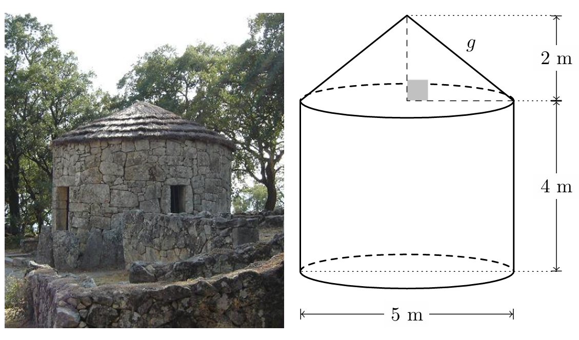 Cilindro com cone — casa castreja, com geratriz g