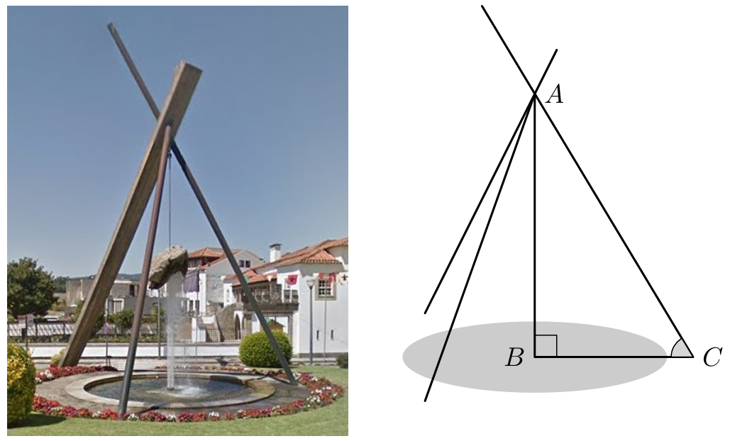 Triângulo [ABC] retângulo em B — escultura Esforço