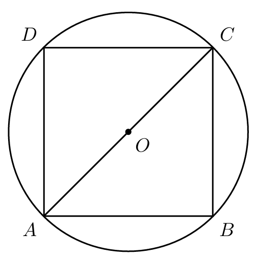 Quadrado [ABCD] inscrito numa circunferência