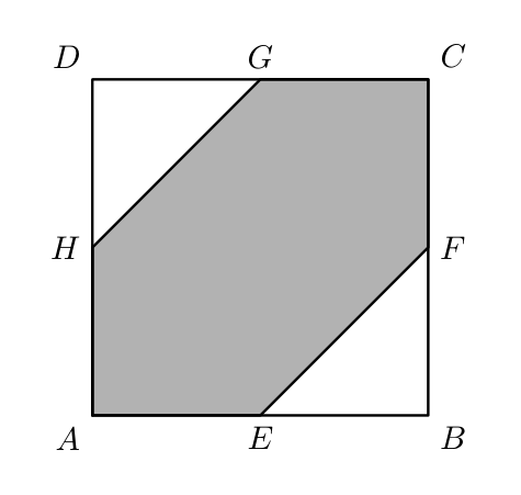 Quadrado [ABCD] com pontos médios dos lados