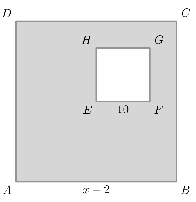 Quadrado [ABCD] com quadrado [EFGH] recortado