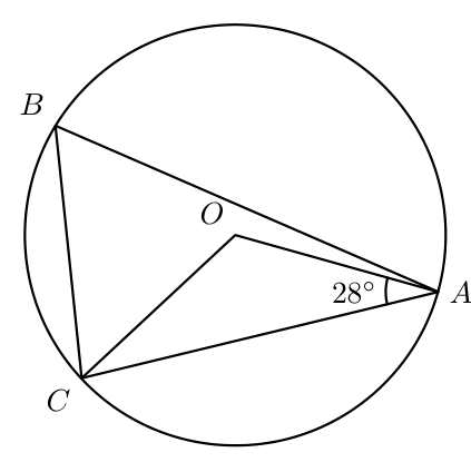 Circunferência de centro O com os triângulos [ABC] e [OAC]
