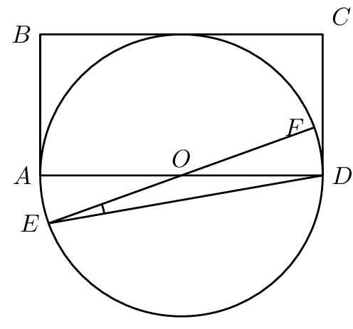 Retângulo [ABCD] e circunferência de centro O com os diâmetros [AD] e [EF]