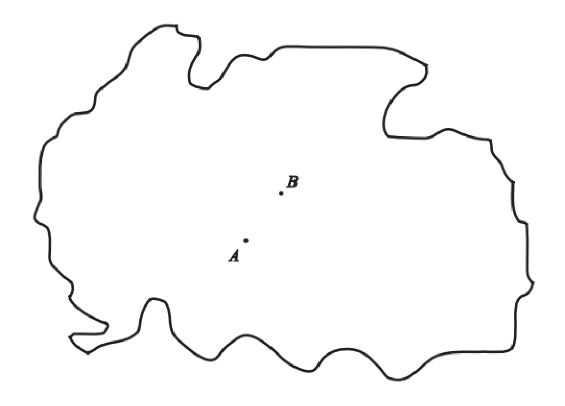 Mapa com as localidades A e B