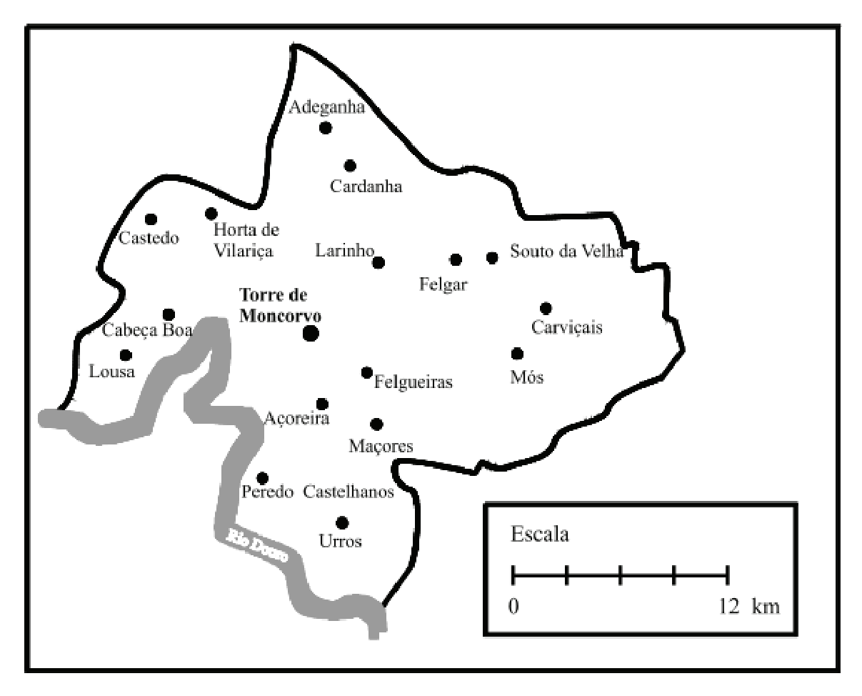 Mapa do concelho de Torre de Moncorvo