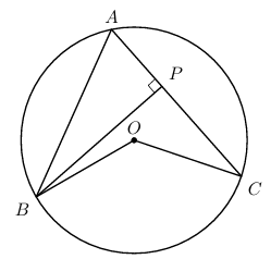 Circunferência de centro O com a corda [AC] e o segmento perpendicular [PB]