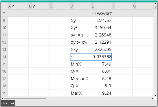 Coeficiente de correlação linear na calculadora