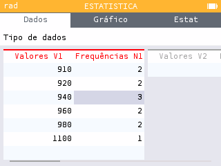 Introdução dos vencimentos e frequências da área comercial na calculadora