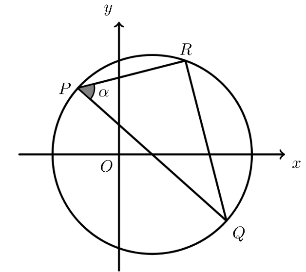 Circunferência e triângulo [PQR] inscrito
