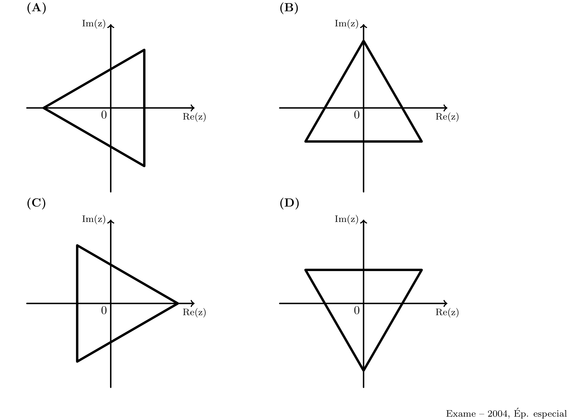 Quatro opções de triângulos (A), (B), (C), (D)