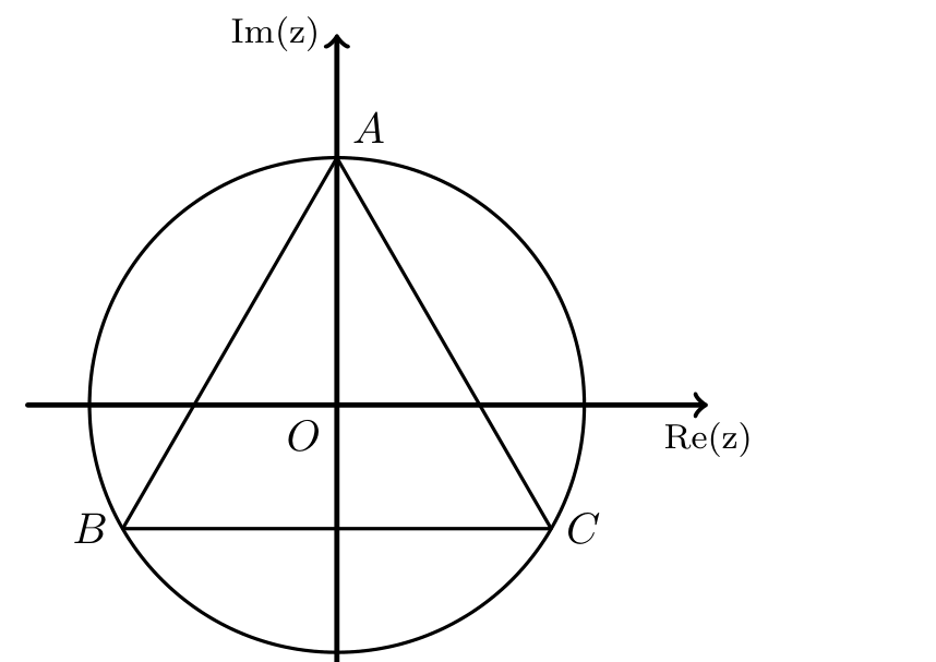 Triângulo equilátero ABC inscrito numa circunferência