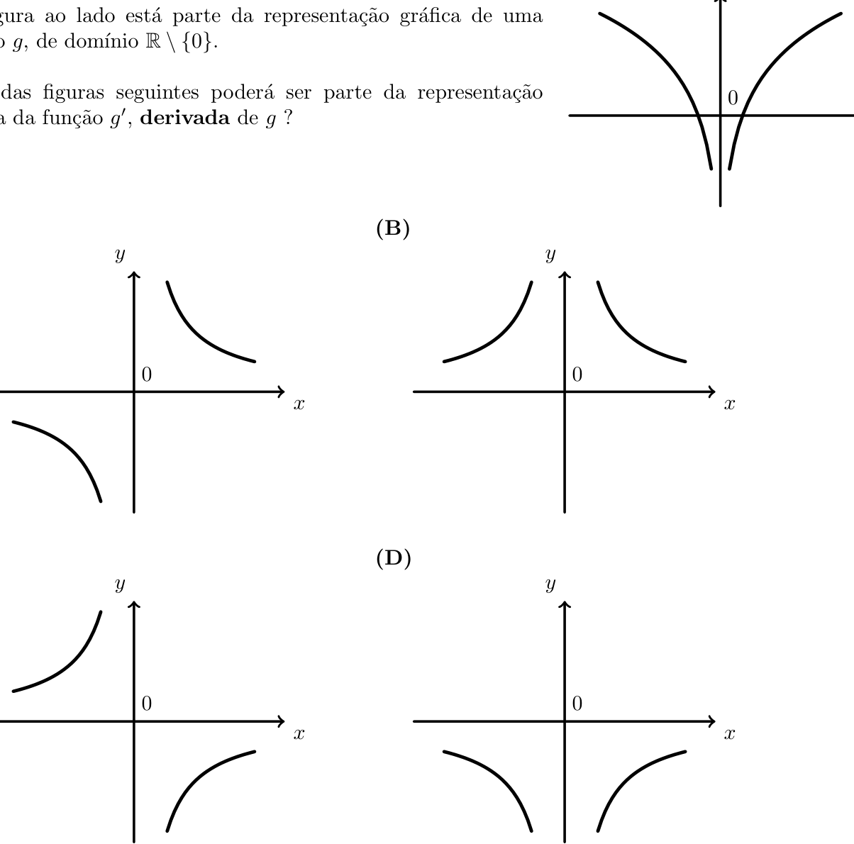 Figura 111 - gráfico de g e opções (A) a (D) para g'