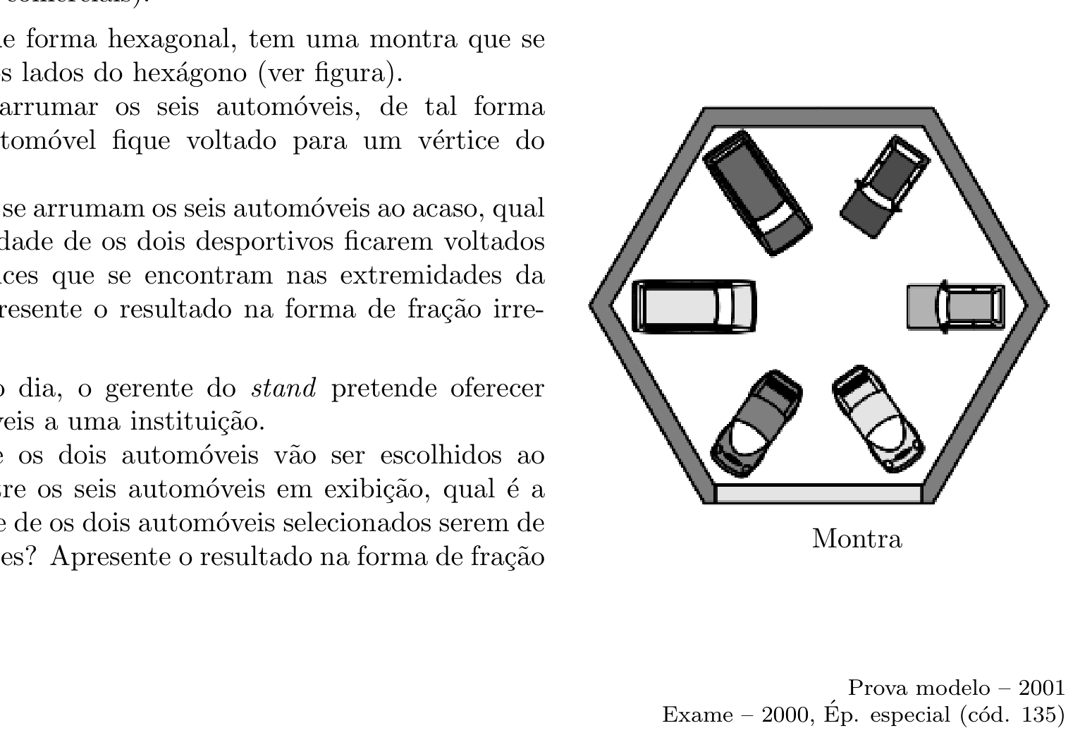 Stand hexagonal com seis automóveis