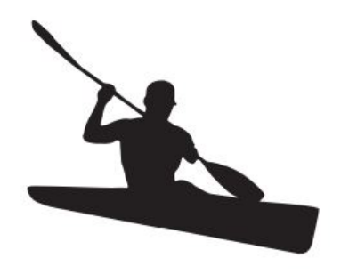 Silhueta de um atleta num caiaque de canoagem